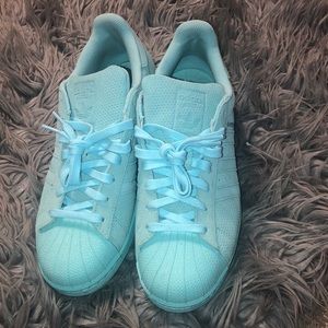 Men’s Adidas superstar, blue/teal RARE